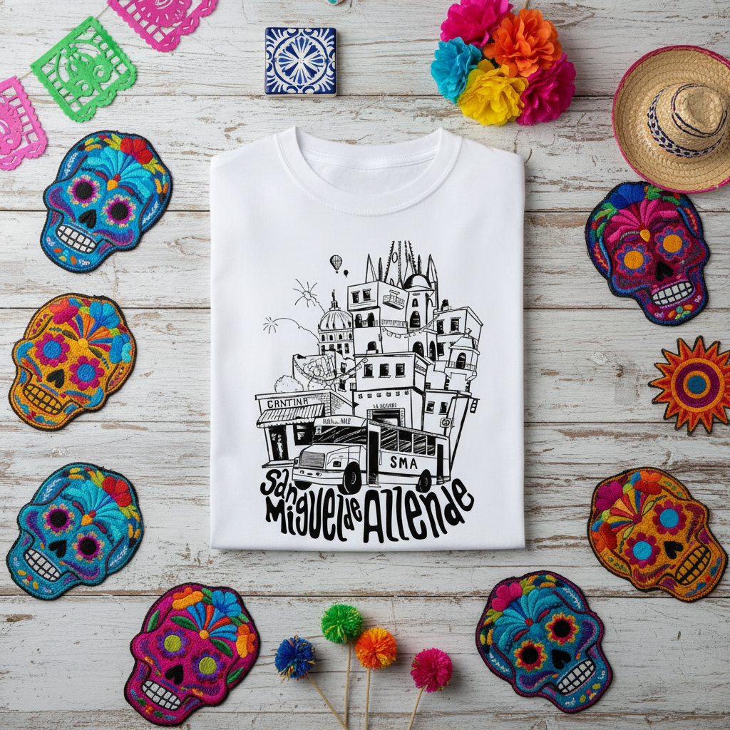 Flat lay con elementos mexicanos